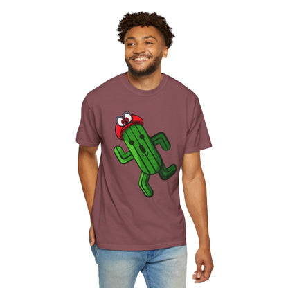 Playful Cactus Graphic T-Shirt - Fun Unisex Garment-Dyed Tee