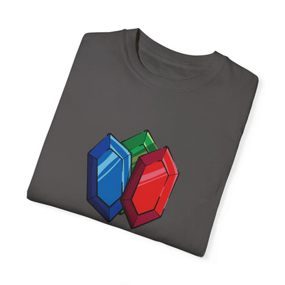 Unisex Garment-Dyed T-Shirt with Colorful Crystal Design - Casual & Trendy Wear