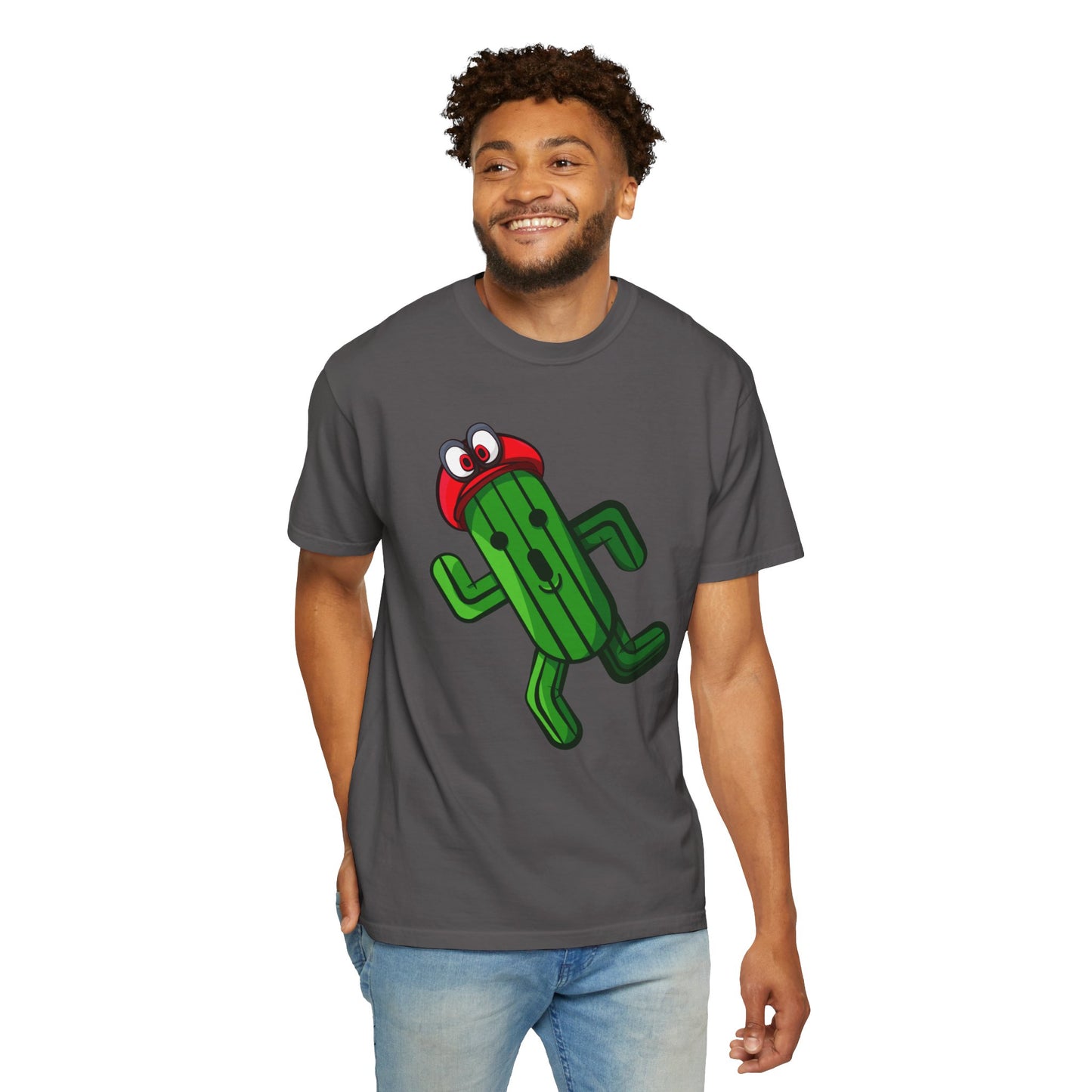 Playful Cactus Graphic T-Shirt - Fun Unisex Garment-Dyed Tee