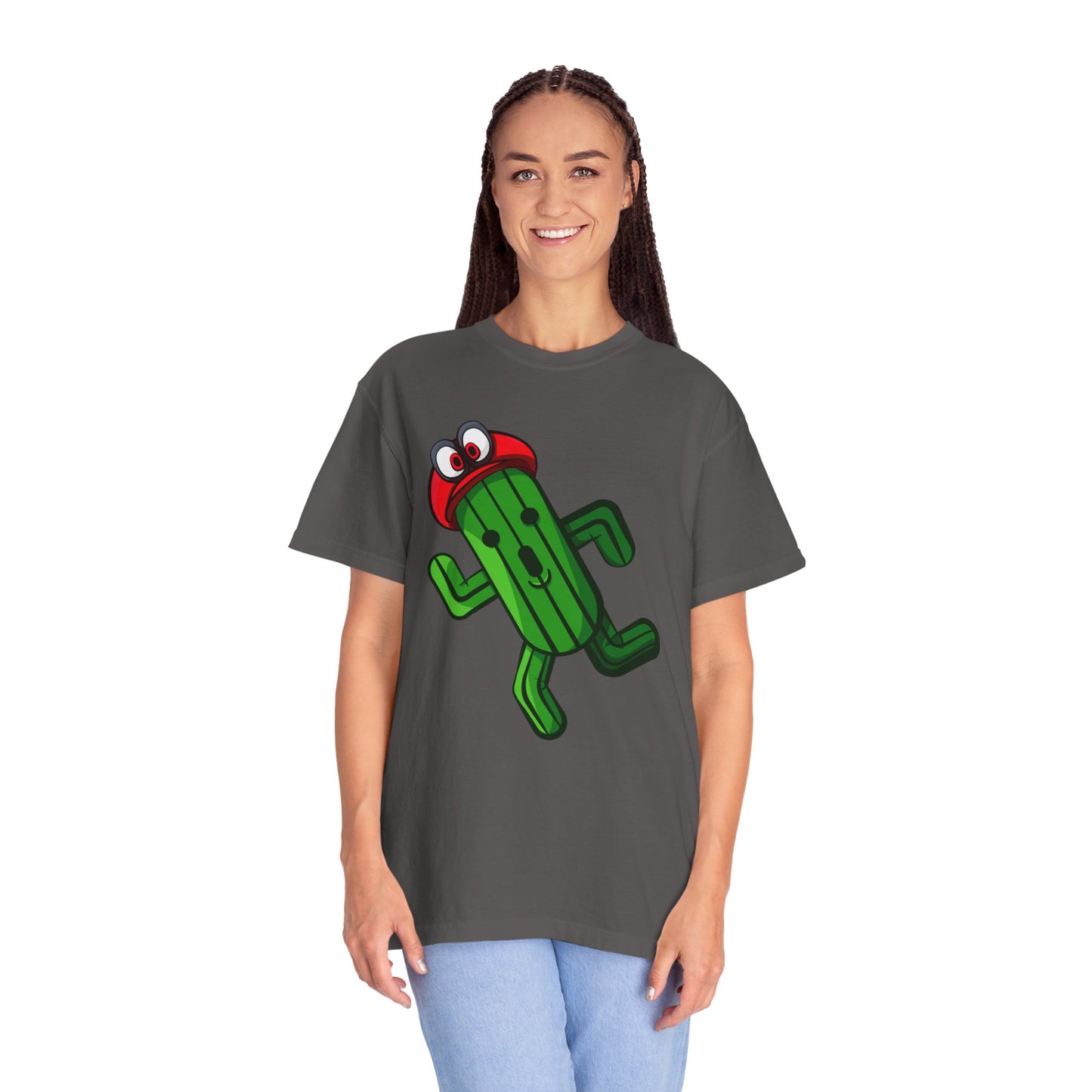 Playful Cactus Graphic T-Shirt - Fun Unisex Garment-Dyed Tee