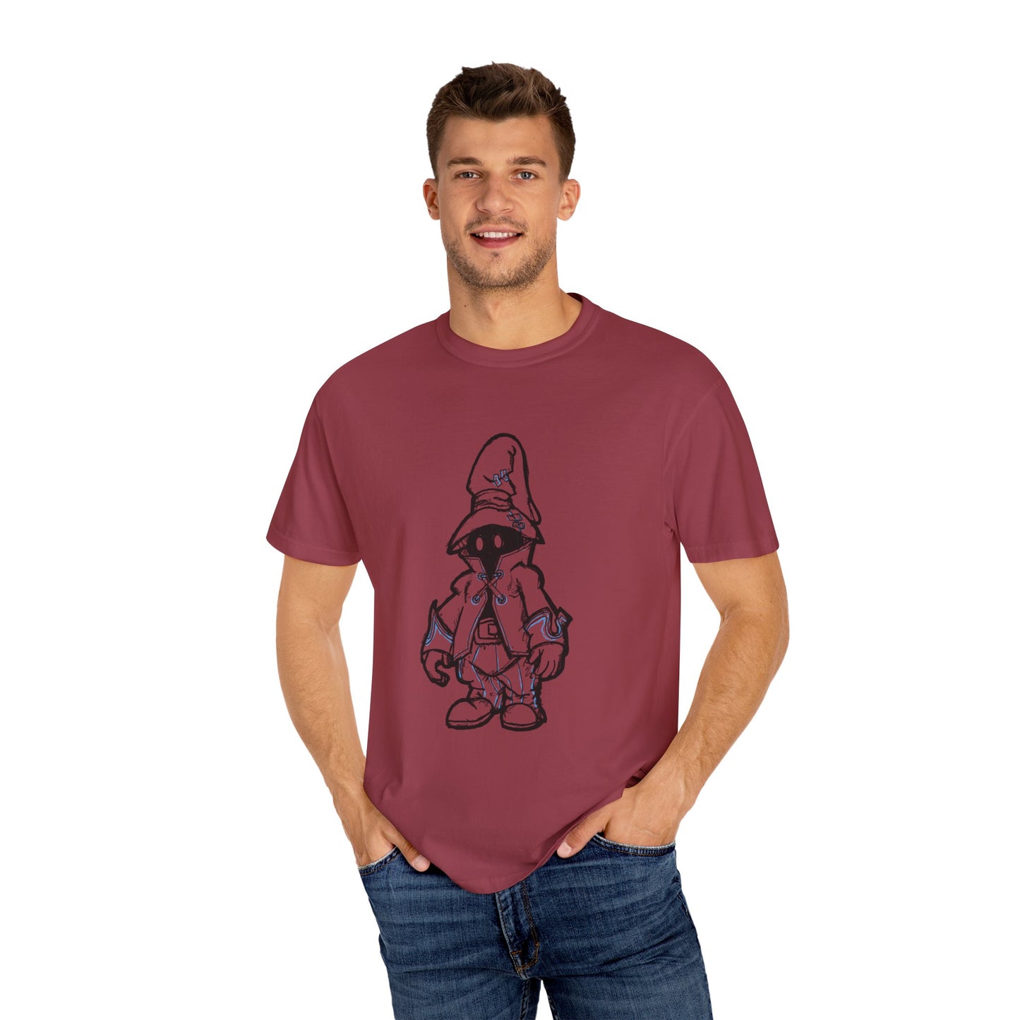 Unique Unisex Garment-Dyed T-shirt with Playful Wizard Design