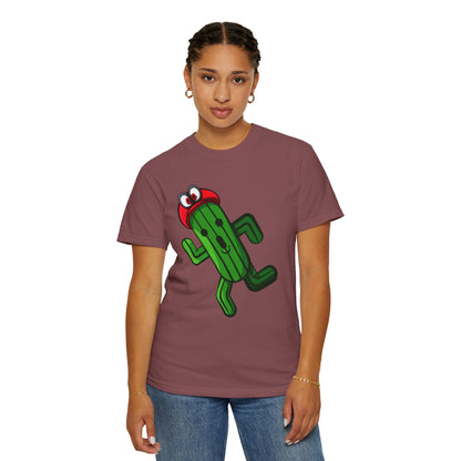 Playful Cactus Graphic T-Shirt - Fun Unisex Garment-Dyed Tee