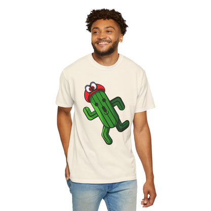 Playful Cactus Graphic T-Shirt - Fun Unisex Garment-Dyed Tee