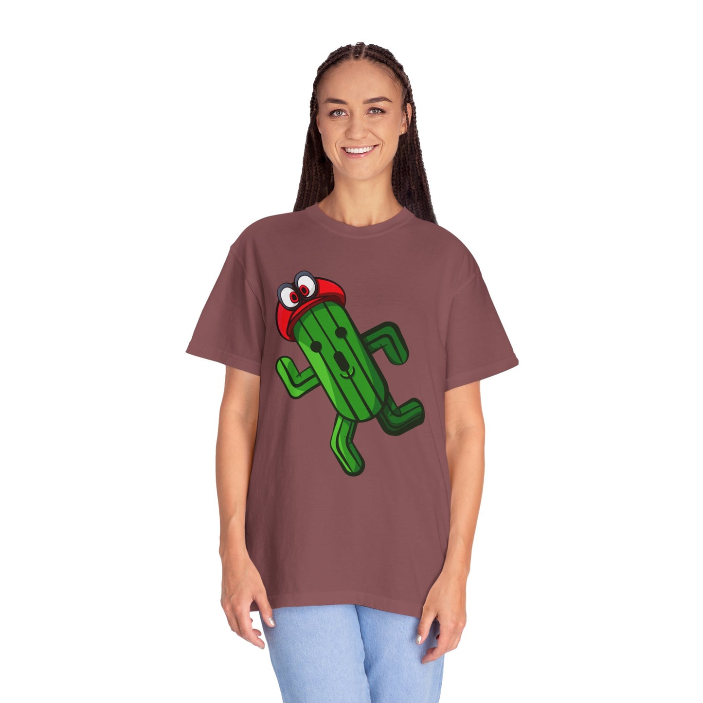 Playful Cactus Graphic T-Shirt - Fun Unisex Garment-Dyed Tee