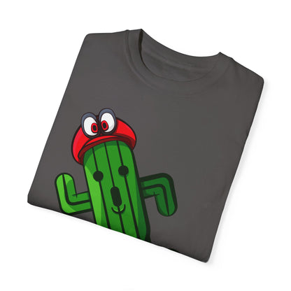 Playful Cactus Graphic T-Shirt - Fun Unisex Garment-Dyed Tee