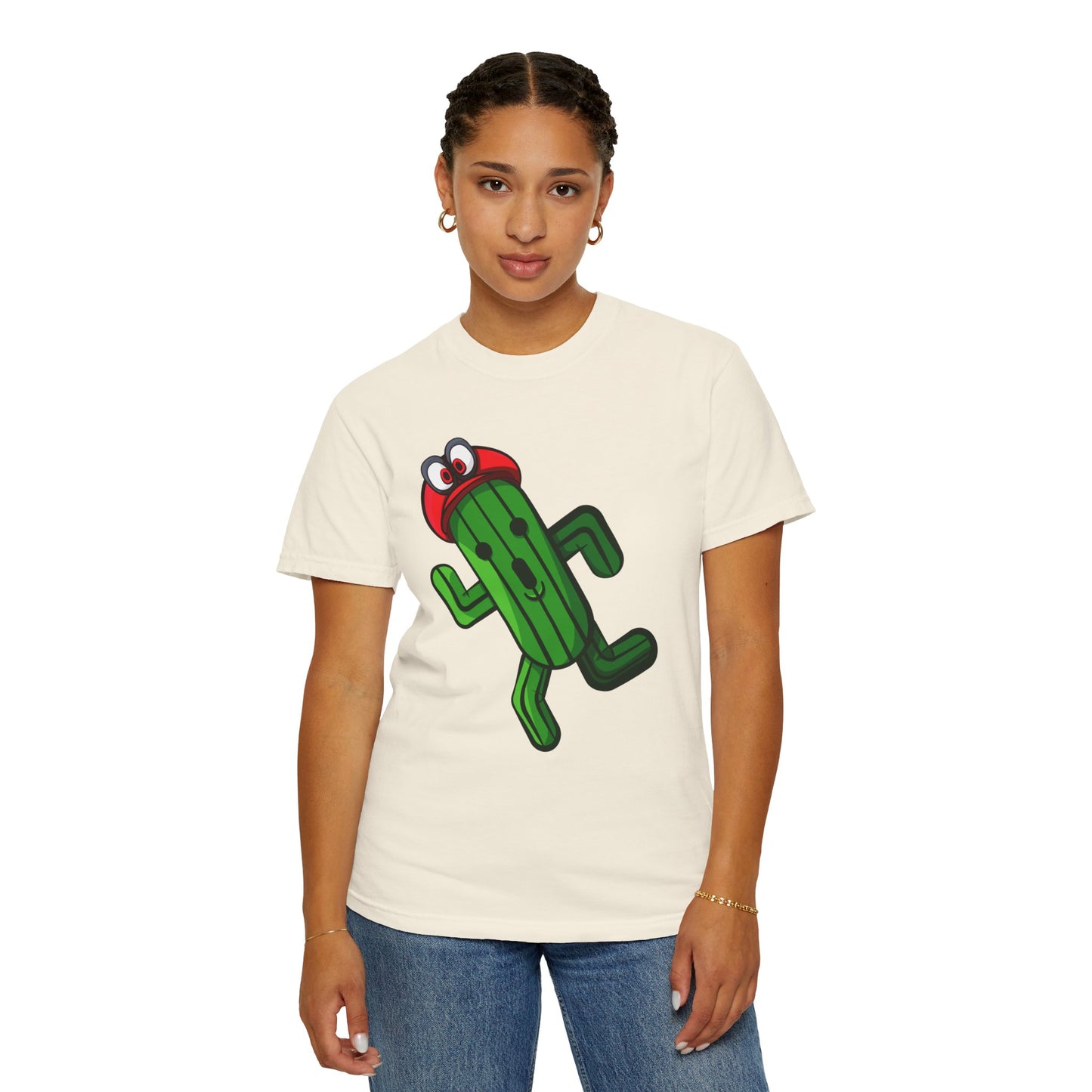 Playful Cactus Graphic T-Shirt - Fun Unisex Garment-Dyed Tee