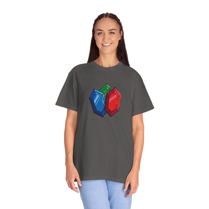 Unisex Garment-Dyed T-Shirt with Colorful Crystal Design - Casual & Trendy Wear