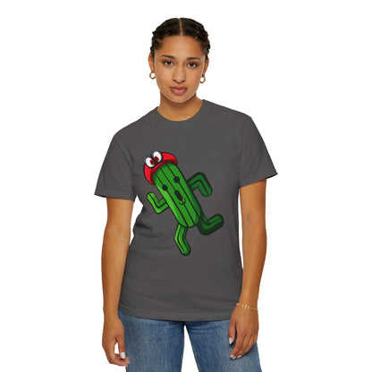 Playful Cactus Graphic T-Shirt - Fun Unisex Garment-Dyed Tee