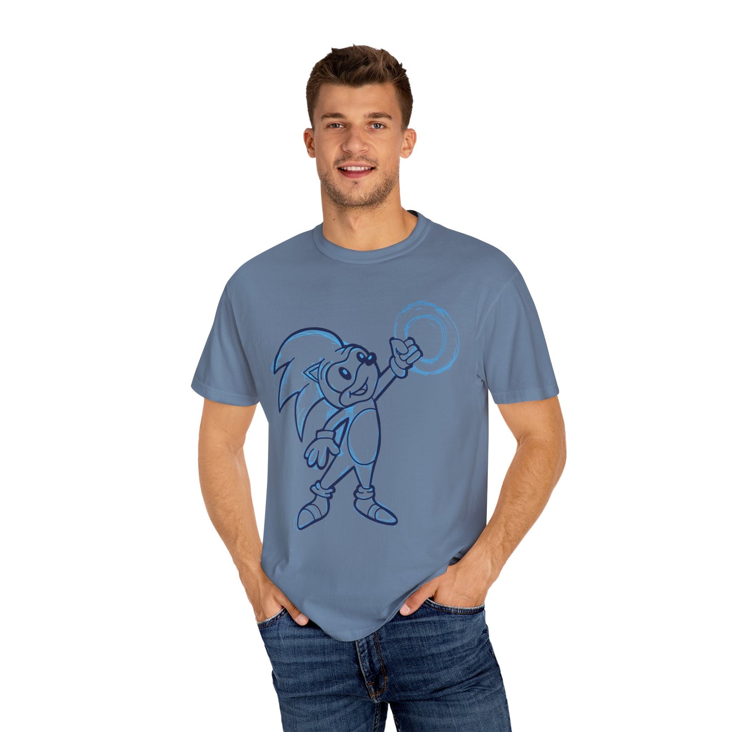 Vintage Gamer Unisex Garment-Dyed T-Shirt - Retro Sonic Design