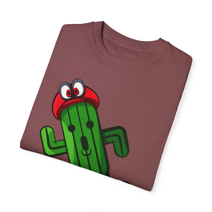 Playful Cactus Graphic T-Shirt - Fun Unisex Garment-Dyed Tee