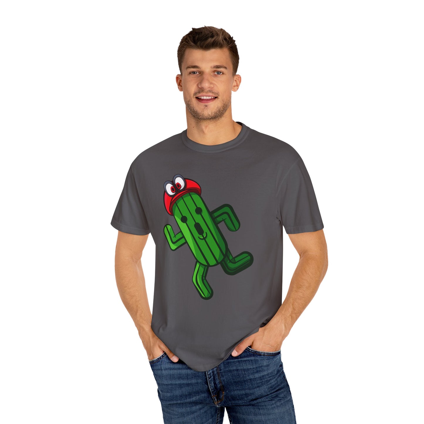 Playful Cactus Graphic T-Shirt - Fun Unisex Garment-Dyed Tee