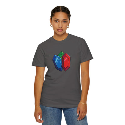 Unisex Garment-Dyed T-Shirt with Colorful Crystal Design - Casual & Trendy Wear